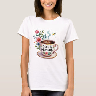 Camiseta bom dia com café