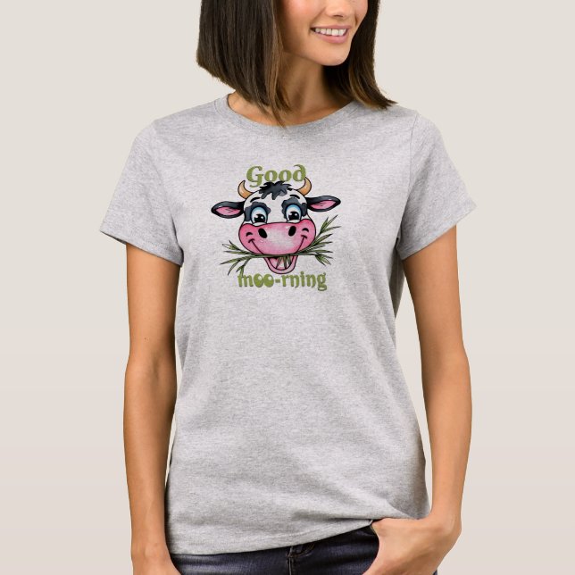 Camiseta Bom Dia Engraçado Vaca (Frente)
