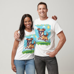Camiseta Bom Menino Pixel Cachorrinho Design de Jogos Retrô