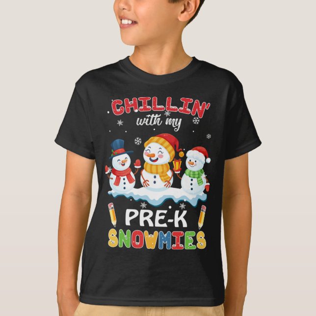Camiseta Bom Natal Com O Meu Chá De Neve Pré-K (Frente)