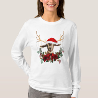 Camiseta Bom Natal Toggenburg Reindeer Goat