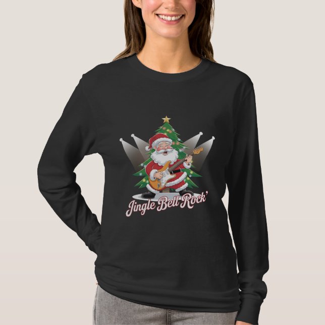Camiseta Bom Pai Natal Guitarra Jingle Bell Rock (Frente)