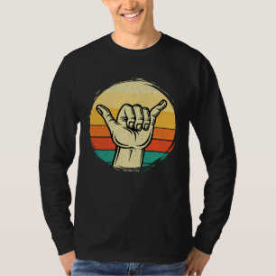 Camiseta Bom Sinal de Mão Shaka Vibração Surfando Prancha