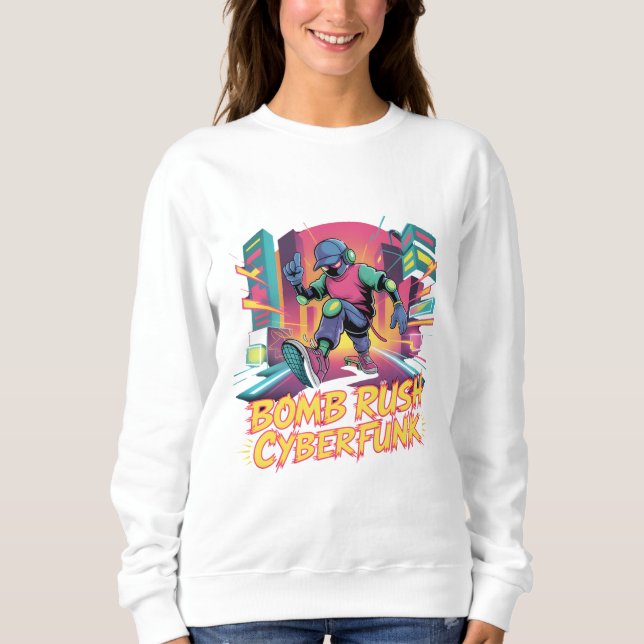 Camiseta Bomb Rush Cyberfunk – Rebelião de Rua Neon (Frente)