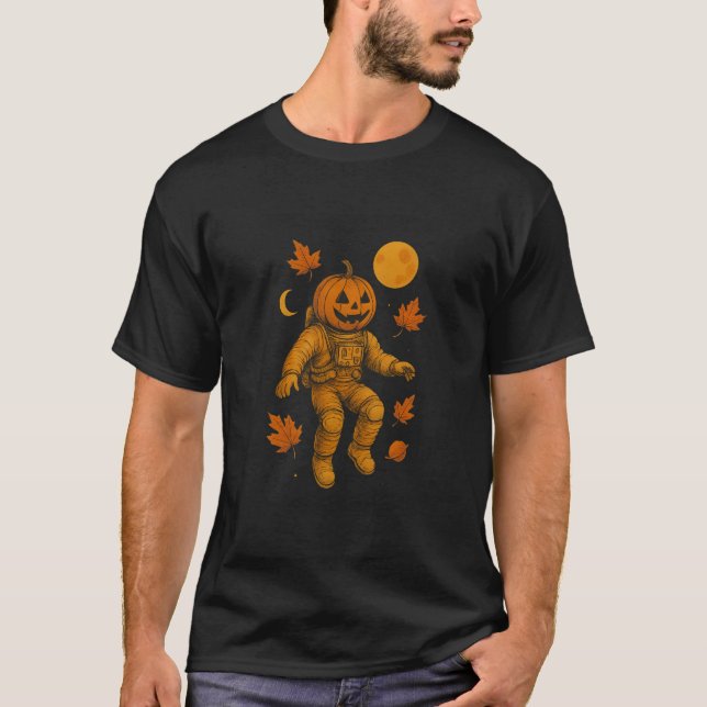 Camiseta Bomba de Halloween no Espaço Celestial Jack-O’-Lan (Frente)