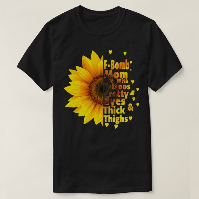 Camiseta Bomba-F Mãe com Tatuagens Olhos Bonito e Coisa Esp (Frente do Design)