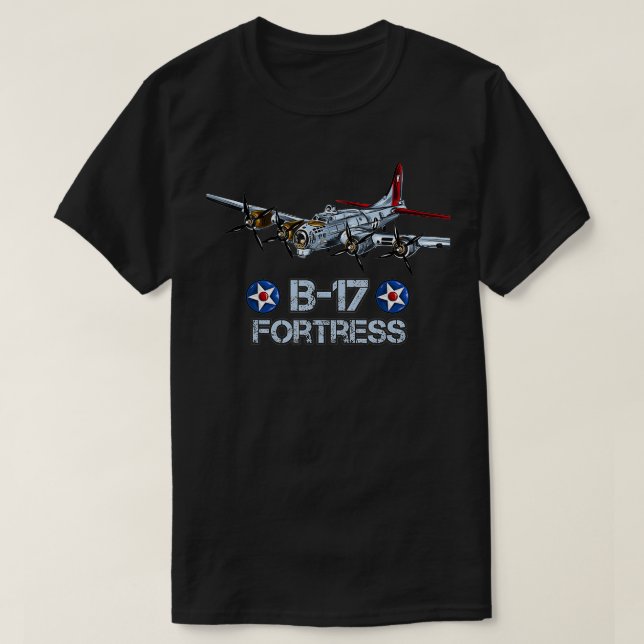 Camiseta Bomba-Fortaleza Voadora B 17 World2 American (Frente do Design)