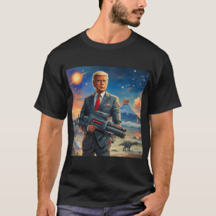 Camiseta Bomba no Planeta Alienígena Dinossauros Laser Gun