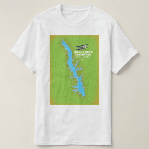 Camiseta Bomba Toledo Bend Mapa do Texas e Louisiana