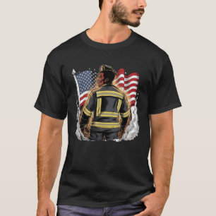 Camiseta Bombardeamento de bandeira dos EUA Patriótico Negr