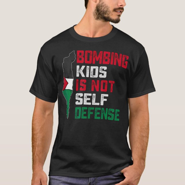 Camiseta Bombardeios Não É Autodefesa Bandeira Da Palestina (Frente)