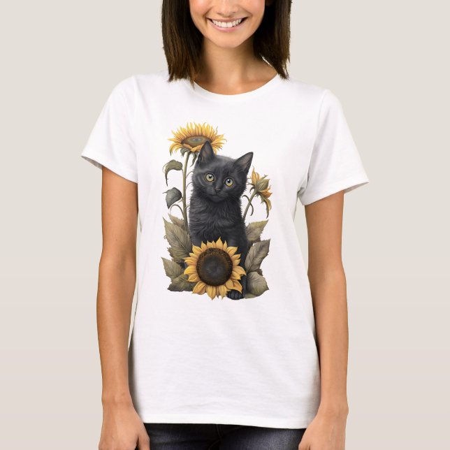 CAMISETA BOMBARIA NEGRA ADORÁVEL COM FLORES (Frente)