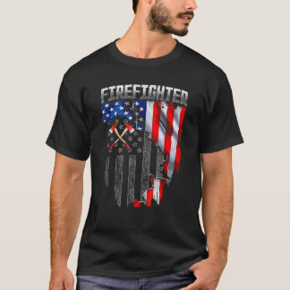 Camiseta Bombeiro 4 De Julho Patriótico Fi Americano