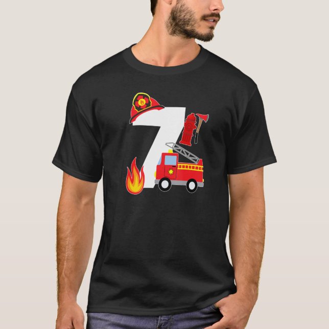Camiseta Bombeiro 7 de Aniversário de 7 Anos (Frente)
