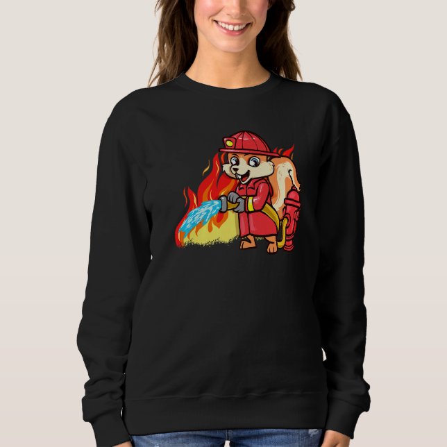 Camiseta Bombeiro 911 Fogo Engraçado de Esquilo (Frente)