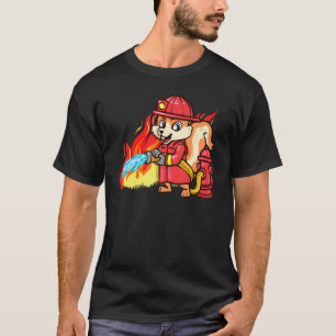 Camiseta Bombeiro 911 Fogo Engraçado de Esquilo