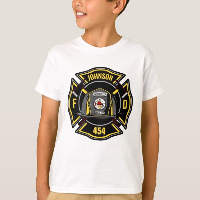 Camiseta Bombeiro ADICIONAR NOME Equipe de Resgate do Corpo (Frente)