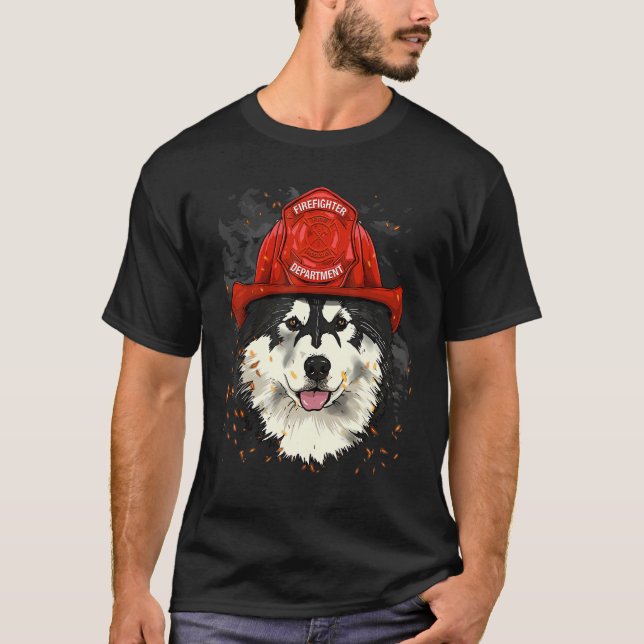 Camiseta Bombeiro Alaskan Malamute Fire Department FFI (Frente)