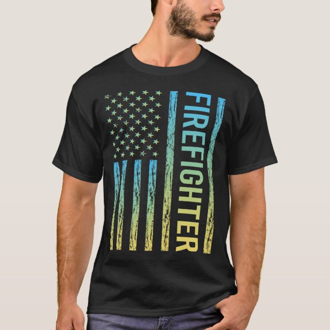 Camiseta Bombeiro Amarelo Azul (Frente)