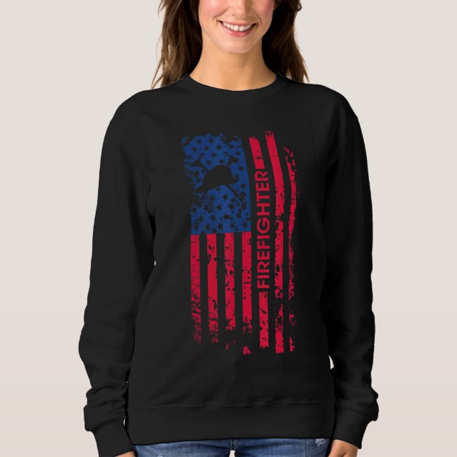 Camiseta Bombeiro American Flag 4 De Julho Fireman (Frente)