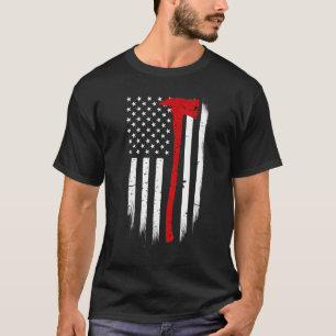 Camiseta Bombeiro American Flag Ax Firefighter