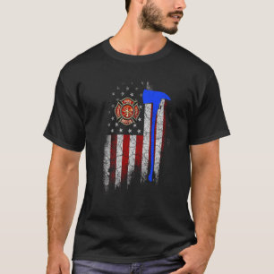 Camiseta Bombeiro American Flag Ax T Shirt Patriotic Da