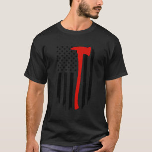 Camiseta Bombeiro American Flag Ax Thin Red Line Na Bac