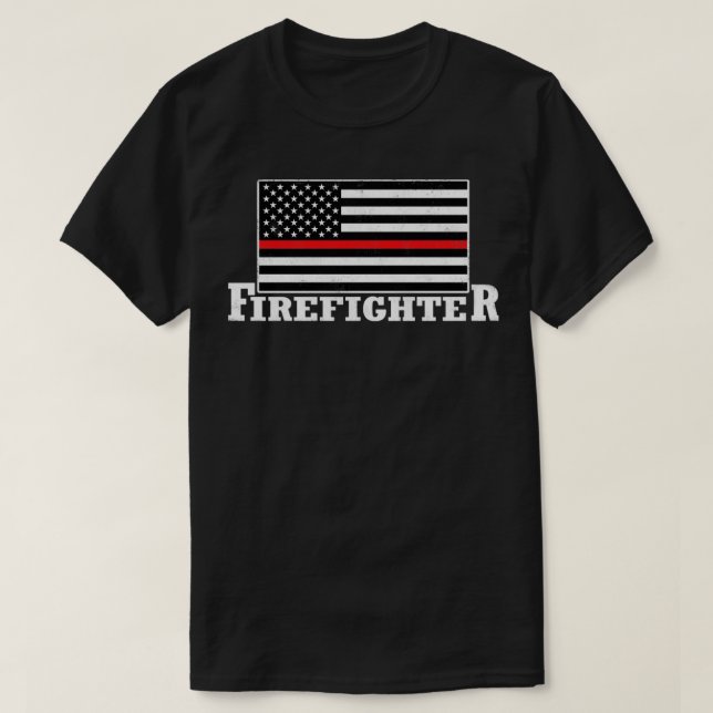 Camiseta Bombeiro Americano Combatente com Bandeira Bombeir (Frente do Design)