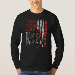 Camiseta Bombeiro americano Flag Gasmask Bombeiro aposentad