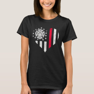 Camiseta Bombeiro americano Flag Heart Patriotic Fireman