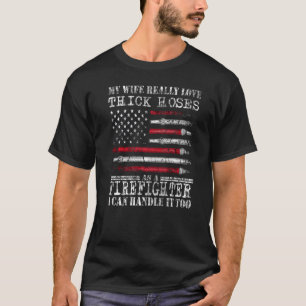 Camiseta Bombeiro americano Flag Husband Fireman Firefigh