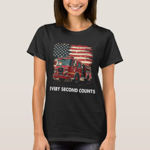 Camiseta Bombeiro Americano Flag Thin Red Line