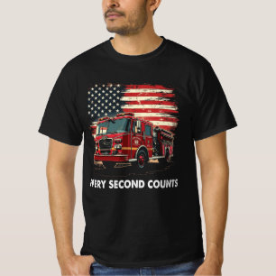 Camiseta Bombeiro Americano Flag Thin Red Line