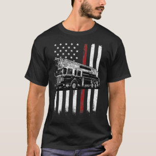 Camiseta Bombeiro americano Flag Thin Red Line Fire Fir