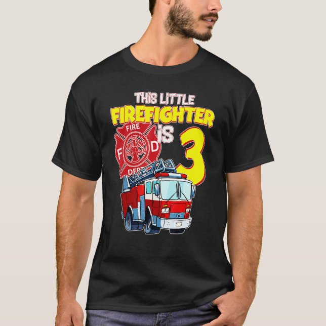 Camiseta Bombeiro aniversário de 3 anos (Frente)