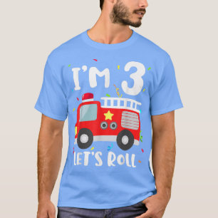 Camiseta Bombeiro aniversário de 3 anos Toddler Boy Bombeir