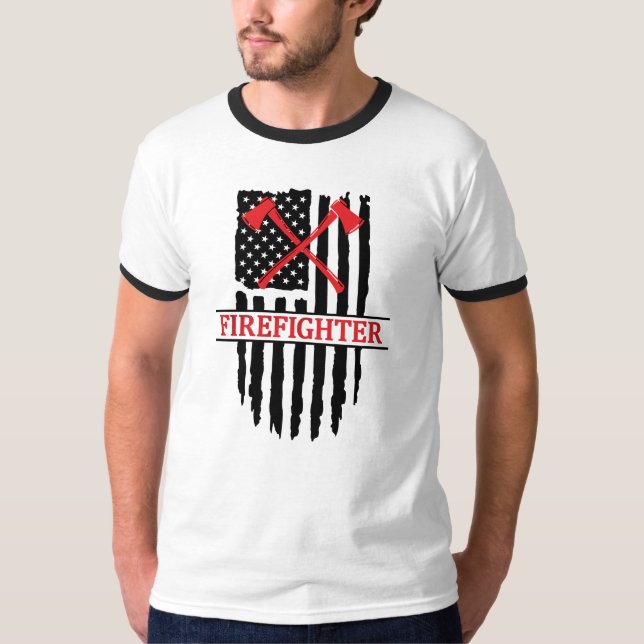 Camiseta Bombeiro, Bandeira Americana (Frente)
