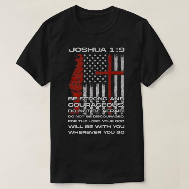 Camiseta Bombeiro Bíblia Cristão dos EUA (Frente do Design)