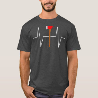 Camiseta Bombeiro Bombeiro Ax Heartbeat EKG Pulso T