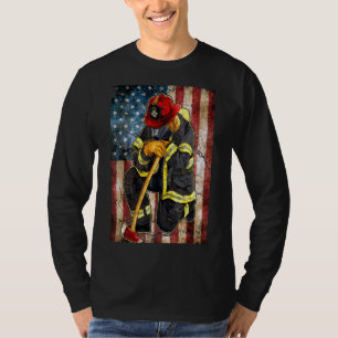 Camiseta Bombeiro Bombeiro Da Bandeira Dos Eua Combatendo P