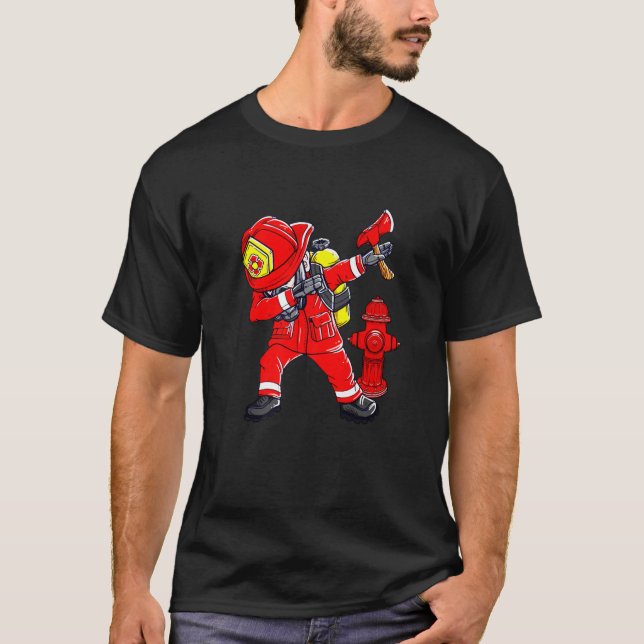 Camiseta Bombeiro Bombeiro Dabbing Dab Dancing Figurume Bo (Frente)