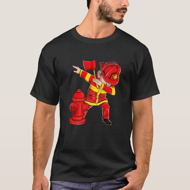 Camiseta Bombeiro Bombeiro Dabbing Dab Dancing Figurume Bo (Frente)