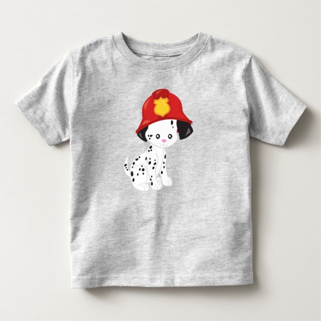 Camiseta Bombeiro, Bombeiro, Dalmaciano, Cachorro Cachorro (Frente)