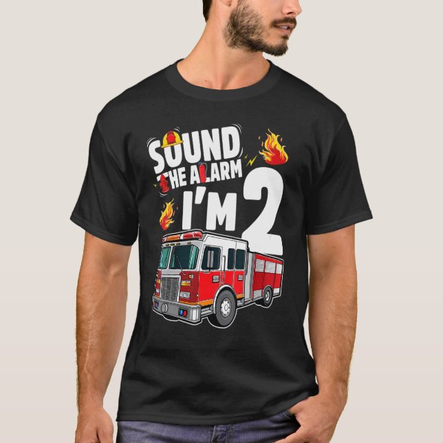 Camiseta Bombeiro Bombeiro segundo aniversário de Caminhão- (Frente)
