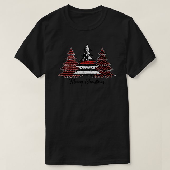 Camiseta Bombeiro Bombeiro USA Flag Pine Trees Firemoon (Frente do Design)