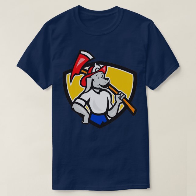 Camiseta Bombeiro Cão Cartografia blindada Ax Fire Ax (Frente do Design)