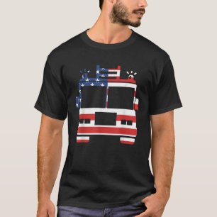 Camiseta Bombeiro comemora 4 de julho bandeira americana