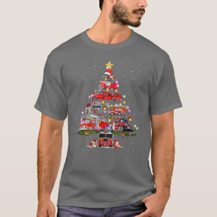 Camiseta Bombeiro da árvore de Natal Caminhão de Fogo do Xm