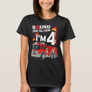 Camiseta Bombeiro de 4 anos Homem-Bombeiro 4º Aniversário