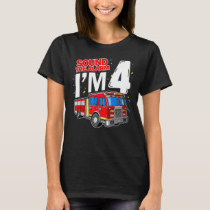 Camiseta Bombeiro de 4 anos Homem-Bombeiro 4º Aniversário